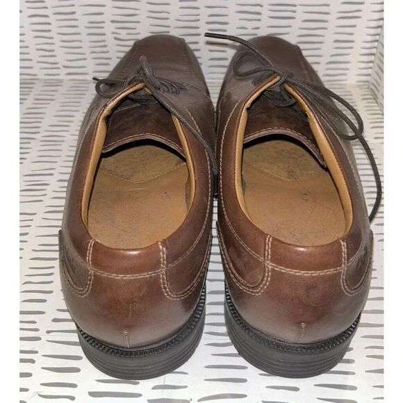 CLARKS Glenrise Over Leather Derby Oxford Walnut Brown Ortholite Mens size 10.5 - Picture 4 of 9